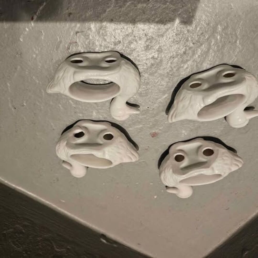 Set of 4 Ceramic White Duck Napkin Ring Holders 3"